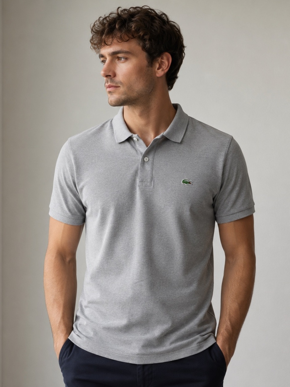 Lacoste Gray Regular Fit Polo Shirt Size Large - Excellent Condition.